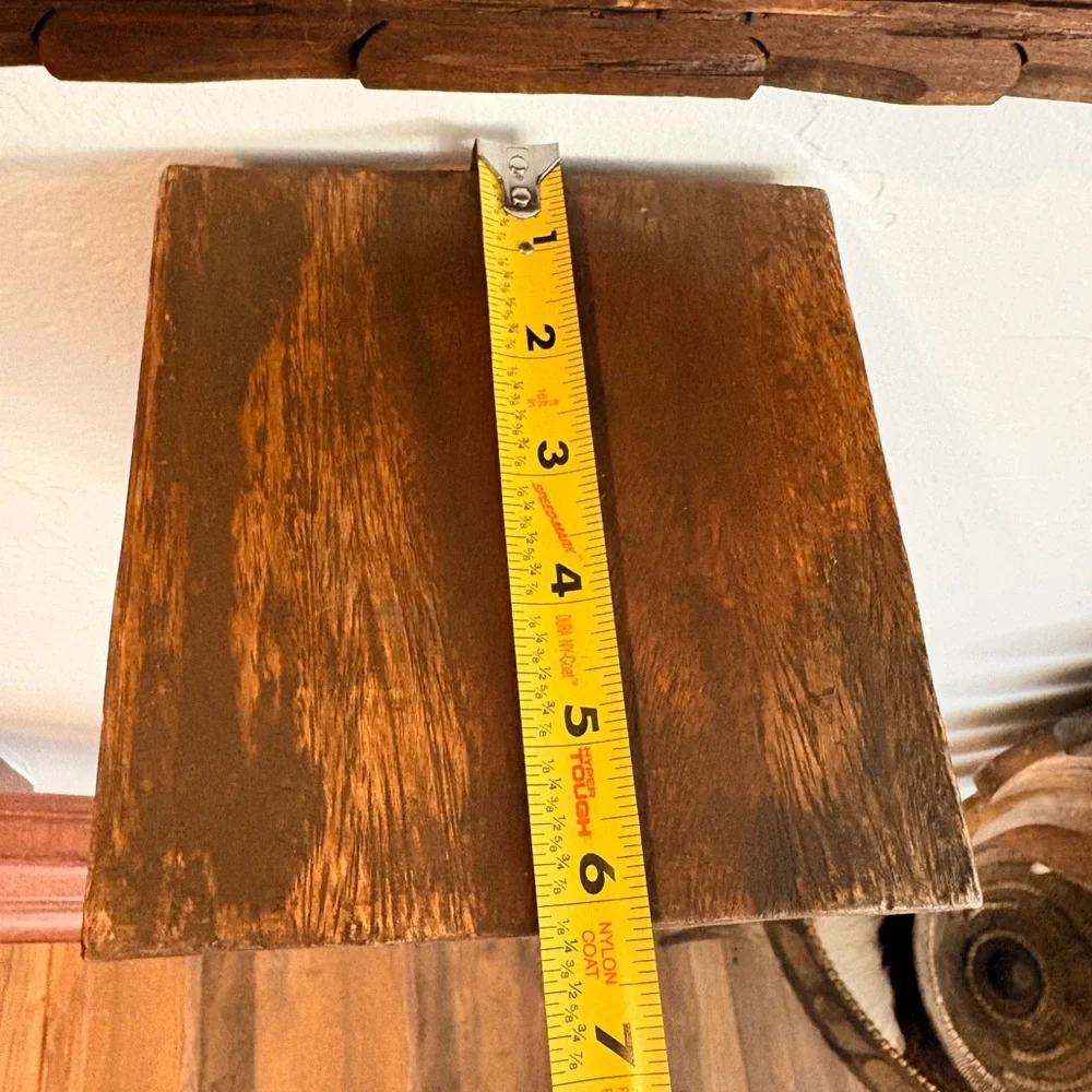 Rustic Carved Wood Brown Wall Shelf